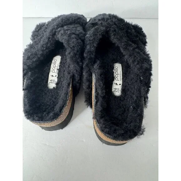 Birkenstock Papillio Daytona Shearling Black Sandal EU 36 US 5 Narrow - Picture 5 of 6